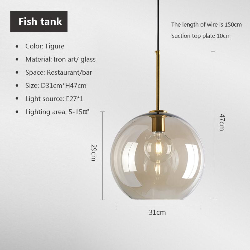 Modern Nordic Hanging Loft Glass Lustre Pendant Light Industrial Decor Lights Fixtures E27/E26 for Kitchen Restaurant Lamp