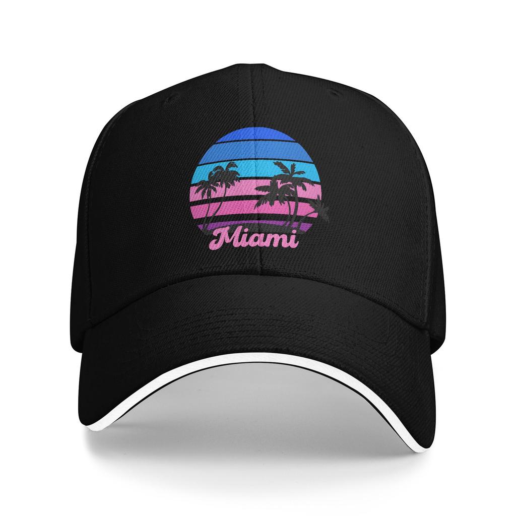 Miami Vacation Sandwich Cap Adult SportBaseball Caps Hats Breathable Polyester Racing Cap Winter Cap