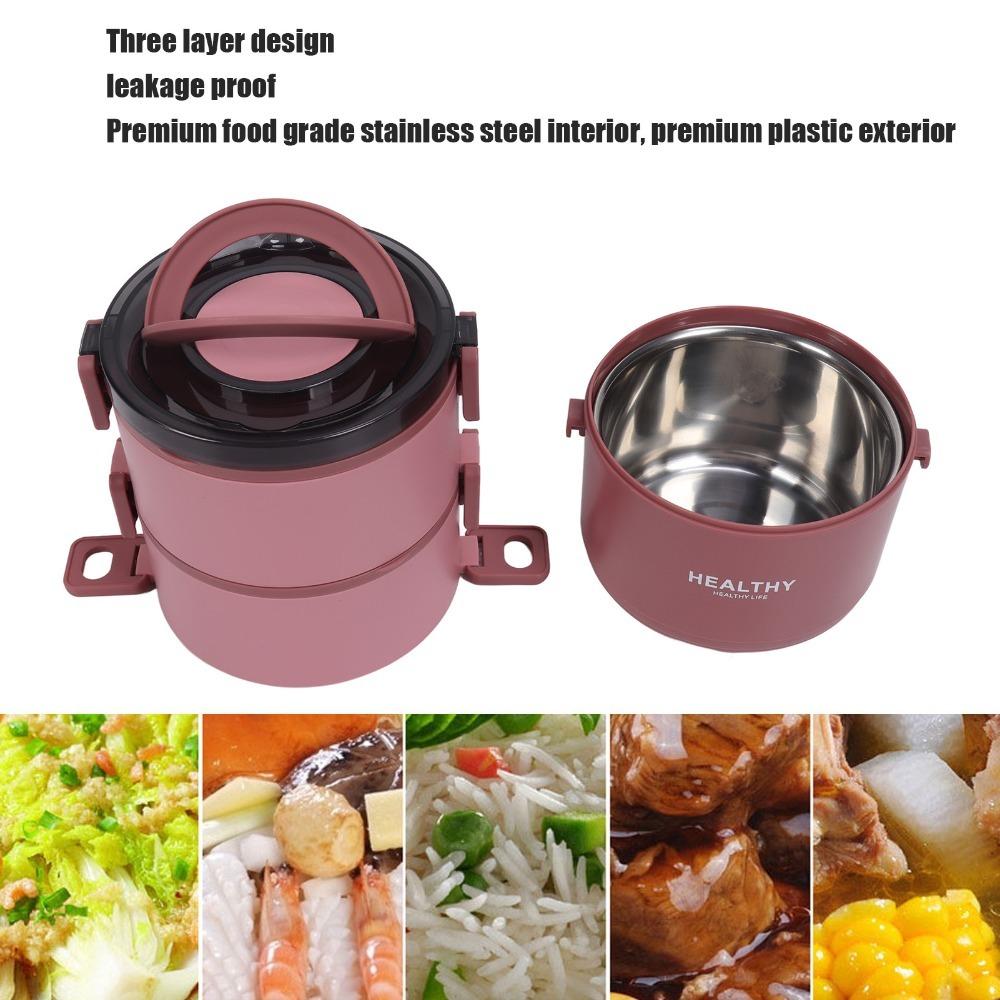2200ml Insulated Lunch Box Three Layers Food Jar Convenient Lunch Box For Office