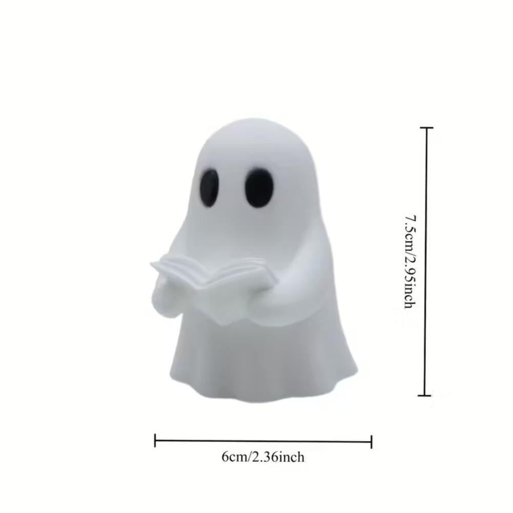 Halloween Reading Ghost Statue, Ghost Reading Decoration Ornament, Cute Bookworm Reading Statue, Home Room Desktop Decoration