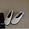 Spot Version~ Summer New French Round Head Hollow Woven Sandals with Breathable and Comfortable Shallow Mouth Single Shoes Women
