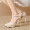 Moda Liyke Pasarela Moda Correa con Hebilla Zapatos de Plataforma para Mujer Sexy Punta Afilada Tacones Altos de Aguja de 12 cm Zapatos de Banquete para Baile de Graduación Talla 33-42