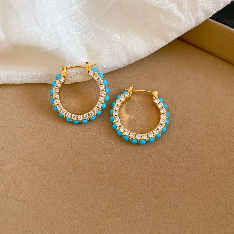 Summer dopamine zircon star pearl beaded necklace ear buckle retro vacation style earrings temperament versatile jewelry