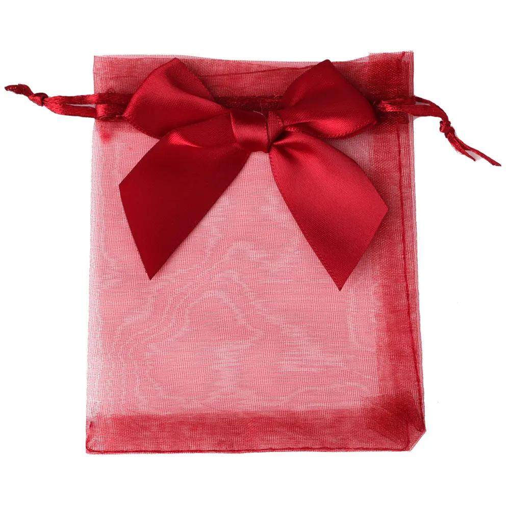 10/20/30 st Organza Presentpåsar Rosett Julkalas Bröllop Godispåsar Utsökta Smyckesförpackningar Dragskopåsar Festtillbehör