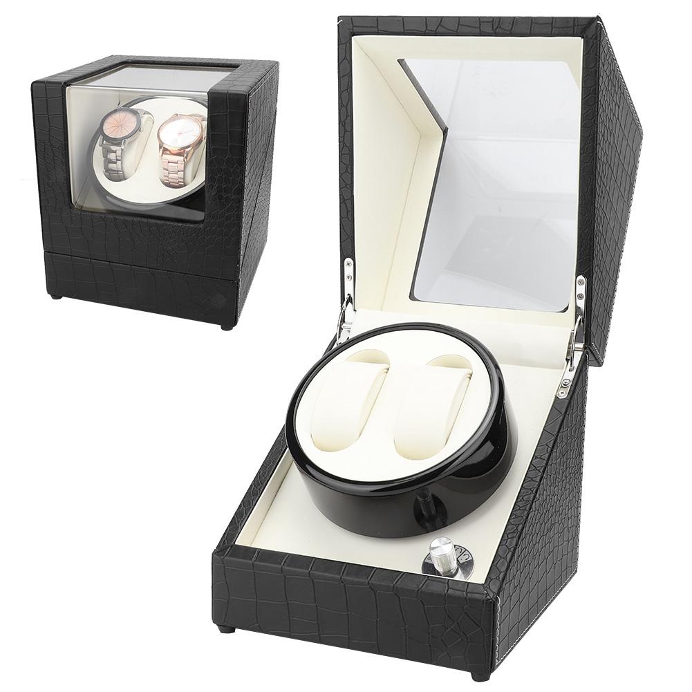 2+0 Automatic Watch Winder Box for Wristwatch Mechanical Watch   Black White