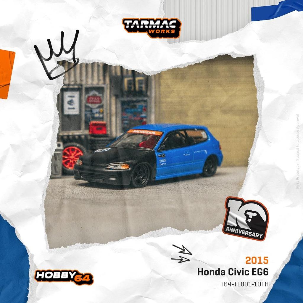 Speedmaster Japan TARMACWORKS Honda Civic EG6 Tarmac Works 10th Anniversary Finished Model 1/64 T64-TL001-10TH