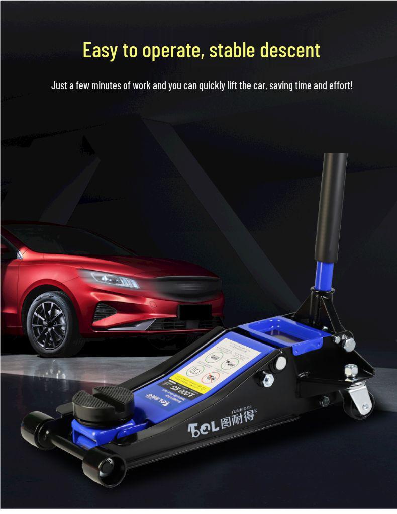 Horizontal Hydraulic Jack for Auto Repair: 3, 4, 5 Ton Capacity - Ideal for Small Cars, Trucks, and Tire Changes.