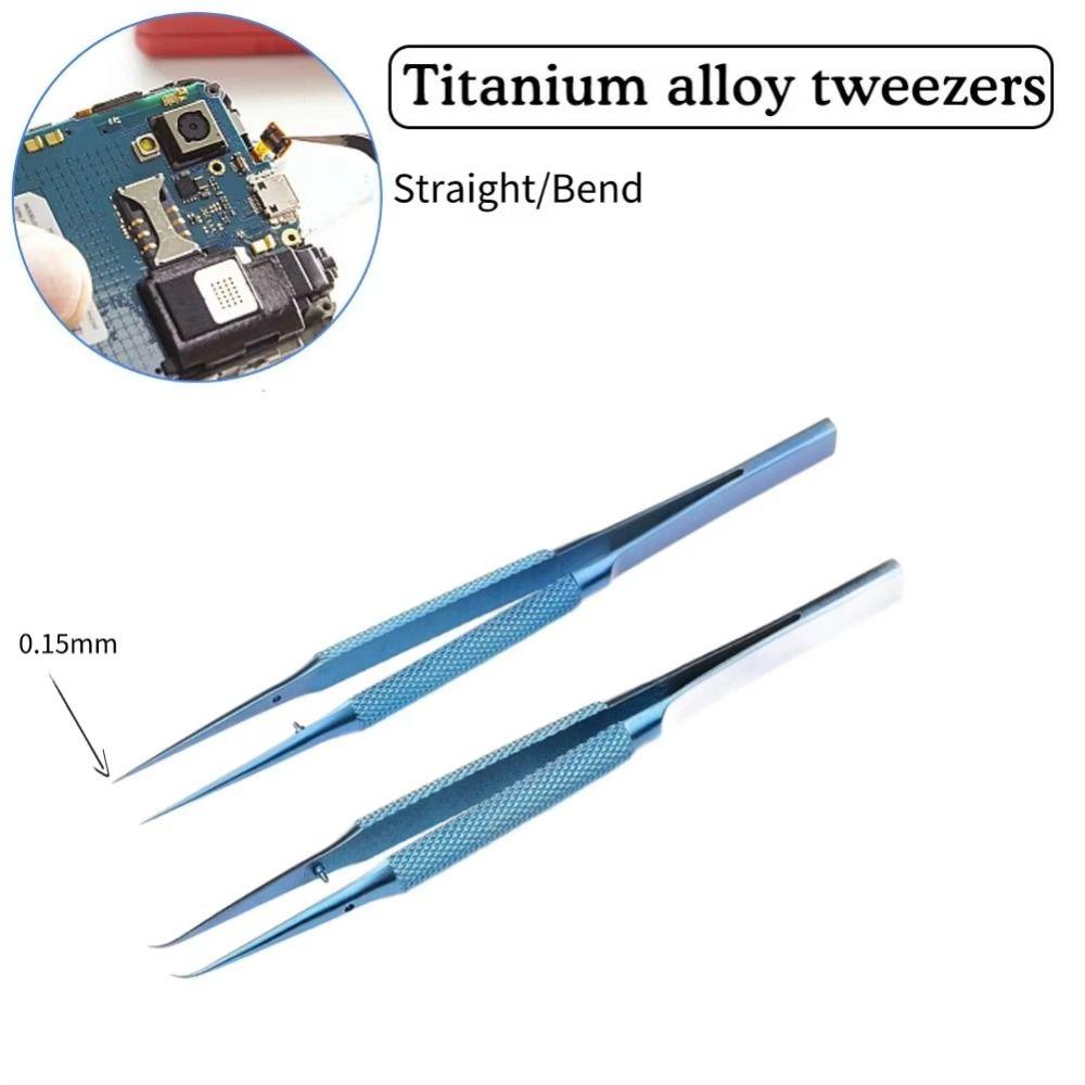Curved/Straight Tip Titanium Zinc Zinc Alloy Tweezers 140mm Precision Tweezers Repair Tool