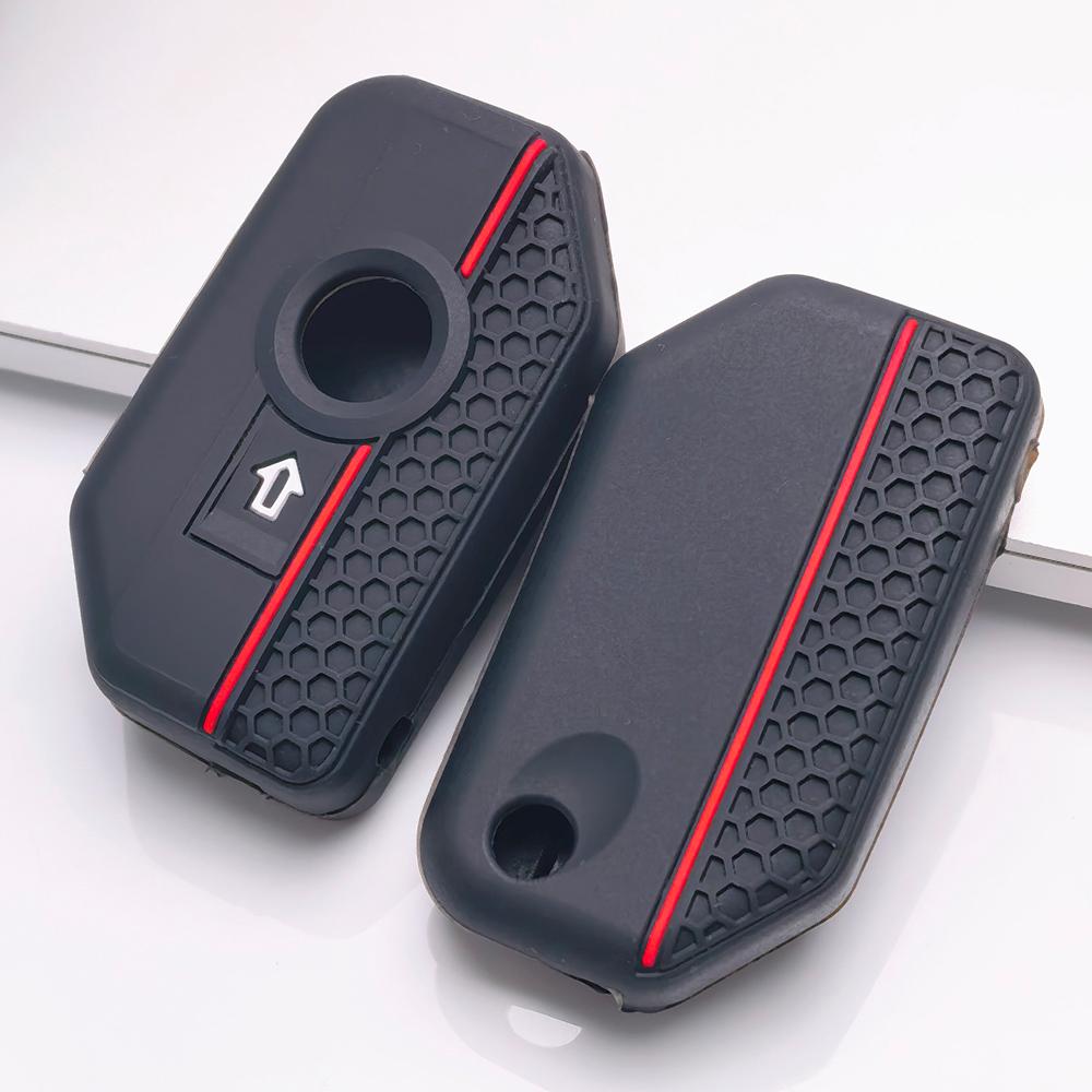 Silicone Key Cover for BMW Motorcycle 2 Button Smart Key, Fits BMW R1200GS R1250GS F750GS F850GS K1600GT, Shockproof Key Fob Holder