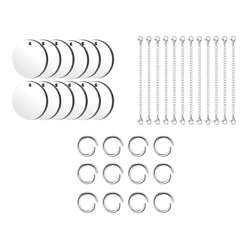 

Set of 36/72 Sublimation Cup Hangings Accessory Engravable Round Metal Charm Engravable Pendants Crafting Supplies серебряный