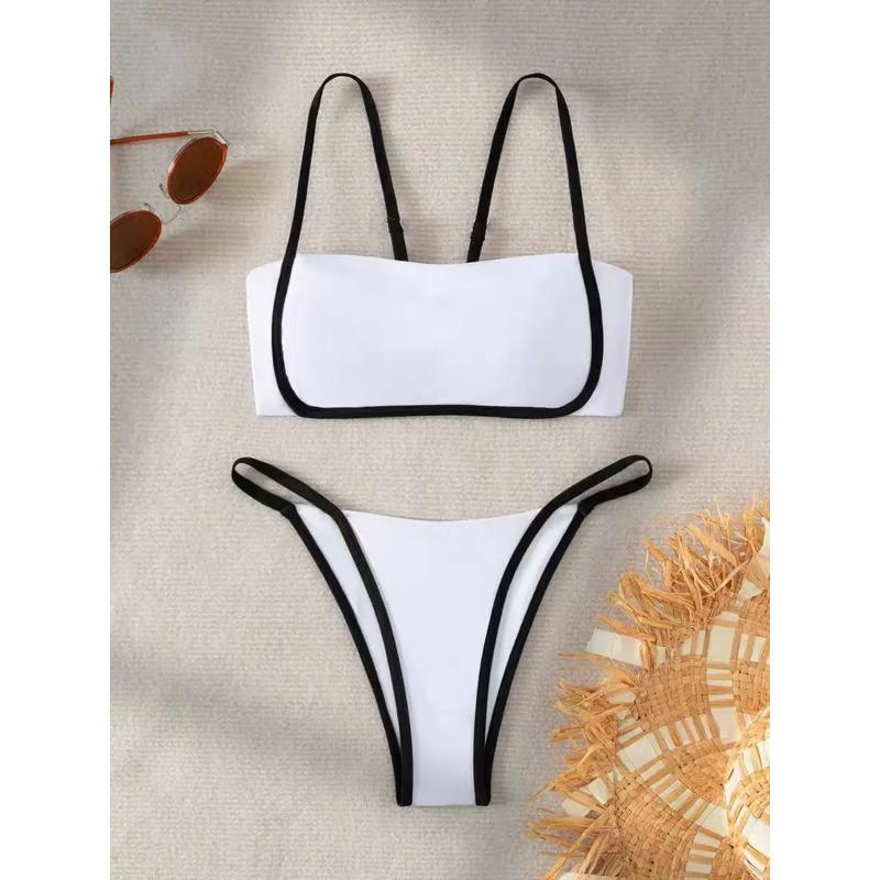 Sexy Bikini Set for Women Thong, Side Halter Tie Swimsuit Ladies Split Strap, Adjustable Brazilian Swimwear,Beachwear