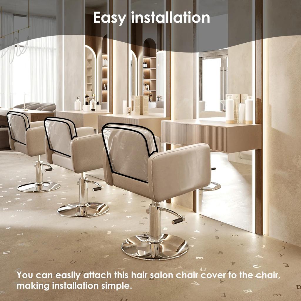 3Pcs PVC Clear Chair Back Covers Waterproof Salon Chair Protectors Covers Soft Chair Back Cover for Standard Salon&Office Chairs