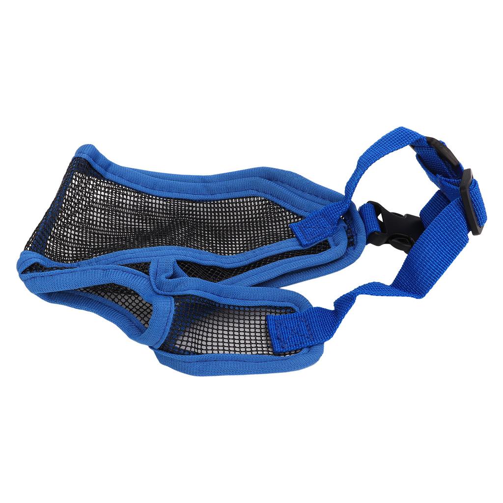 Short Snout Dog Muzzle Adjustable Breathable Prevent Biting Chewing Dog Mesh Muzzle for Bulldog Shar Pei Chihuahua Blue
