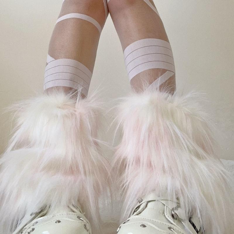 Women's Furry Leg Warmers Plush Fuzzy Boot Covers Toppers for Winter Fashion Costume Parties Thermal Leg Gaiters Socks