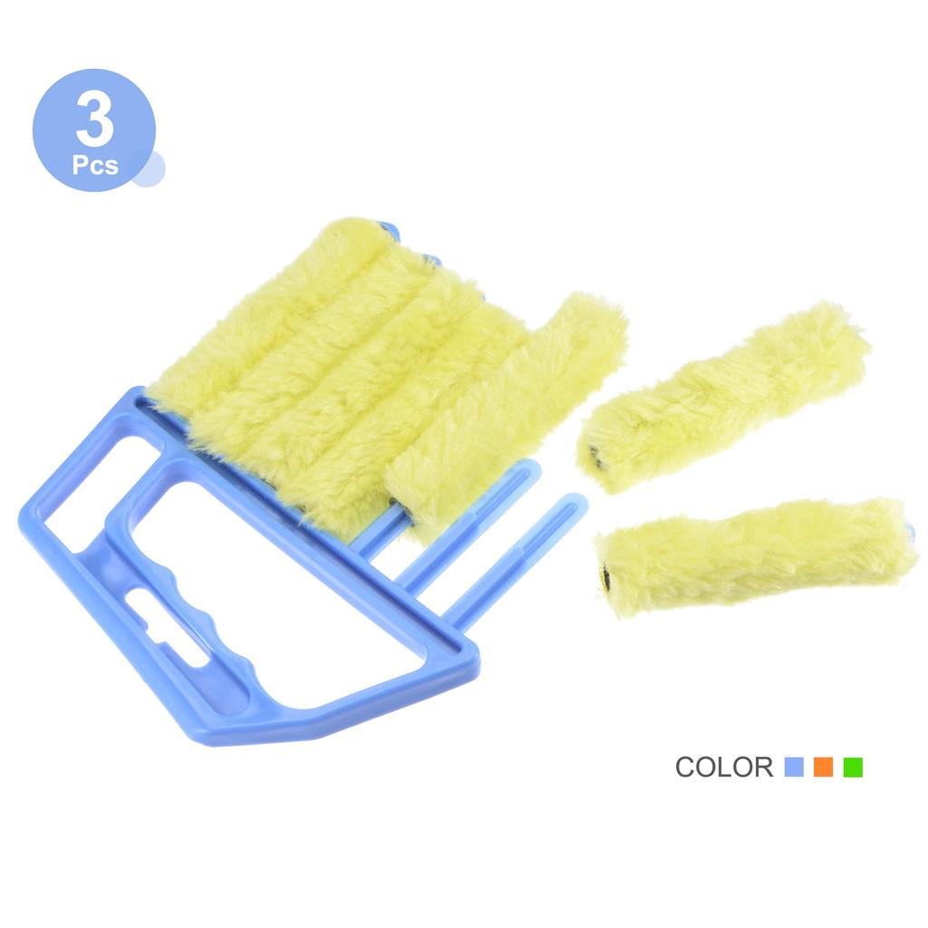 Uxcell Reinigungswerkzeug Jalousien Handheld 7 Finger Lamellenbürste 3 Farben 3 Stück