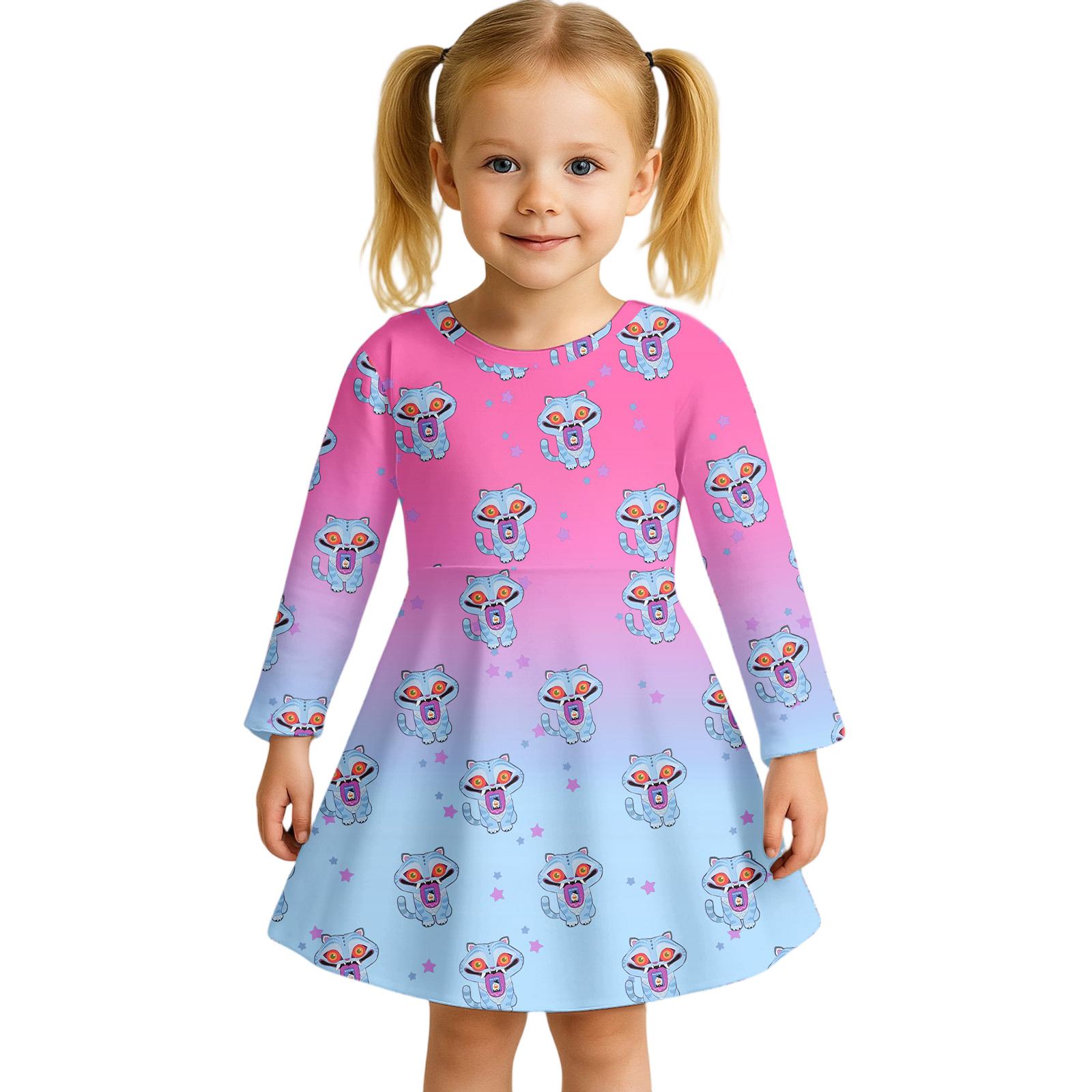 

Kids Girls Casual Daily Dress Cute Cartoon Print Long Sleeves Dance Wear Princess Dress 2-12 Years 150