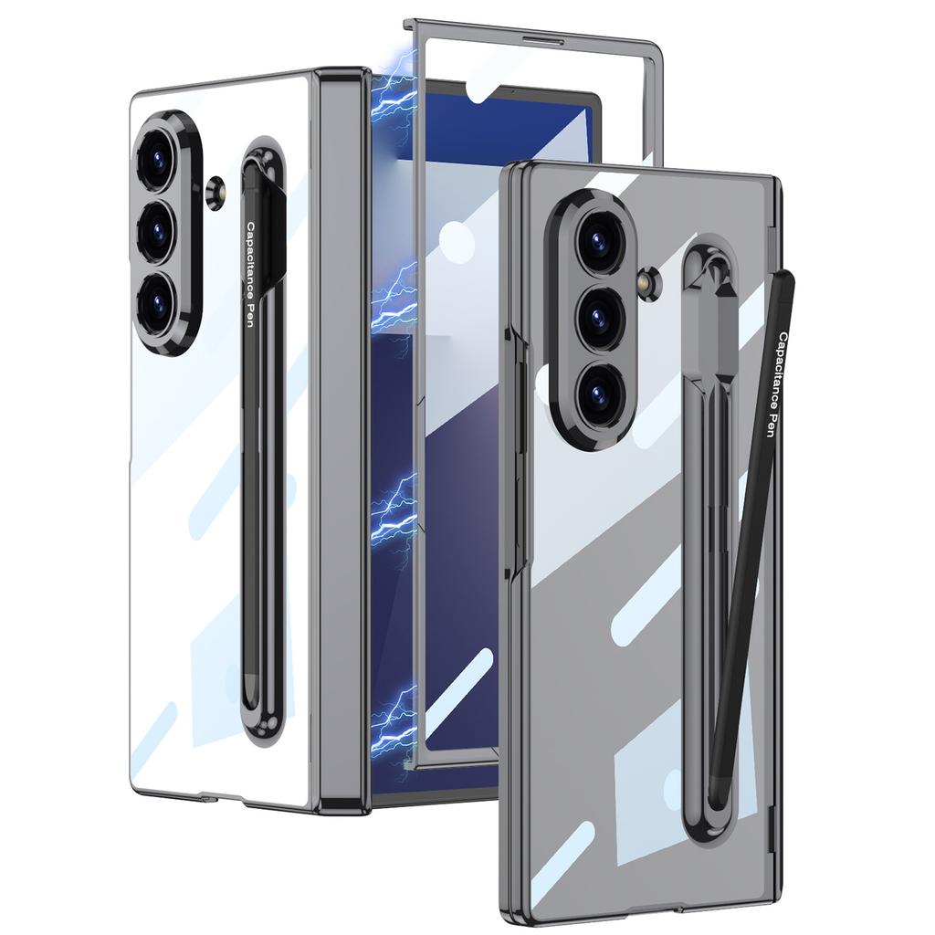 Suitable for Samsung Z Fold7 Mobile Phone Case Electroplated Pc Phantom Transparent Fold7 Integrated Pen Slot with Pen Protection Case