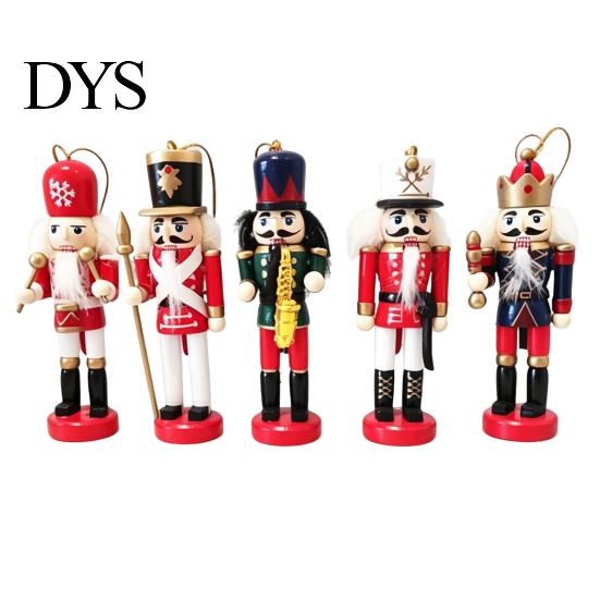 Handmade Solid Wood Soldiers 5Pcs Christmas Wooden Nutcracker Ornaments, Soldier Figurines with Hanging Rope, Collectible Nutcrackers Classic Pendants