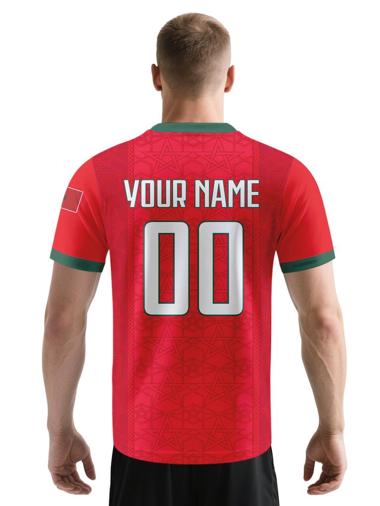 Custom Morocco Football Jersey Personalized Name Number V-neck Soccer Team Shirt for Men Women Kids