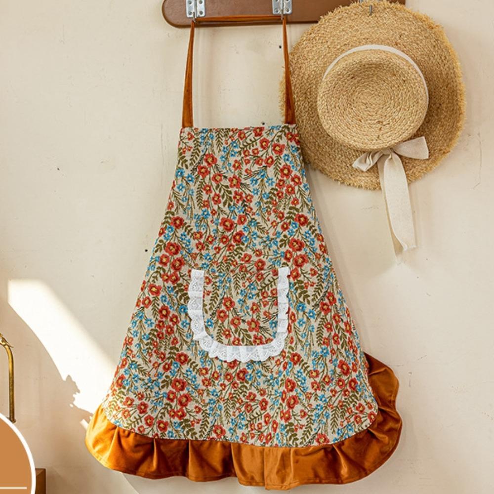 Anti Staining Kitchen Apron Stylish Hanging Neck Apron Practical Work Clothes  BBQ