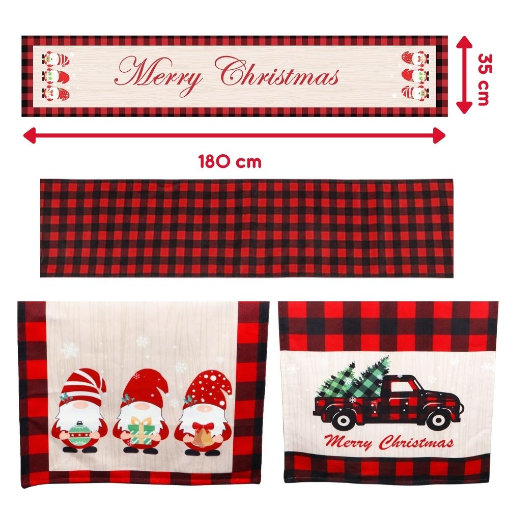 Christmas table runner, double-sided, red Christmas tablecloth, 180x35 cm