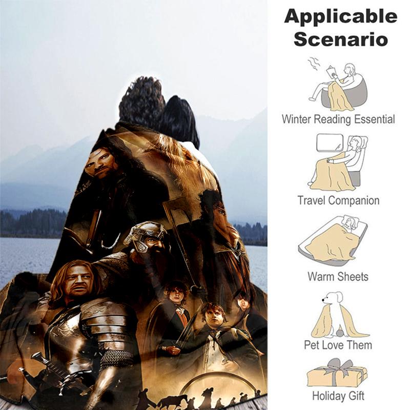 1pc Blanket The Lord of the Rings2 Print Design, Lightweight Blanket for Sofa, Bed- Soft &Warm, Gift for All Seasons like Christmas, Halloween