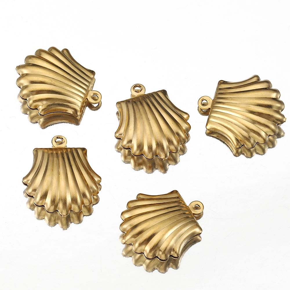 20pcs Stainless Steel Small Shell Charms Gold Plated Pendants for Earrings Jewelry Making DIY Supplies Bulk Wholesale Components