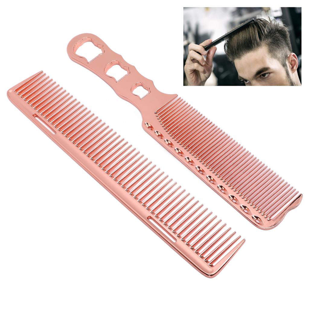 2 Stück Aluminium Haarkamm Feinzahn Hitzebeständig Haarstyling Metallkamm für Salon