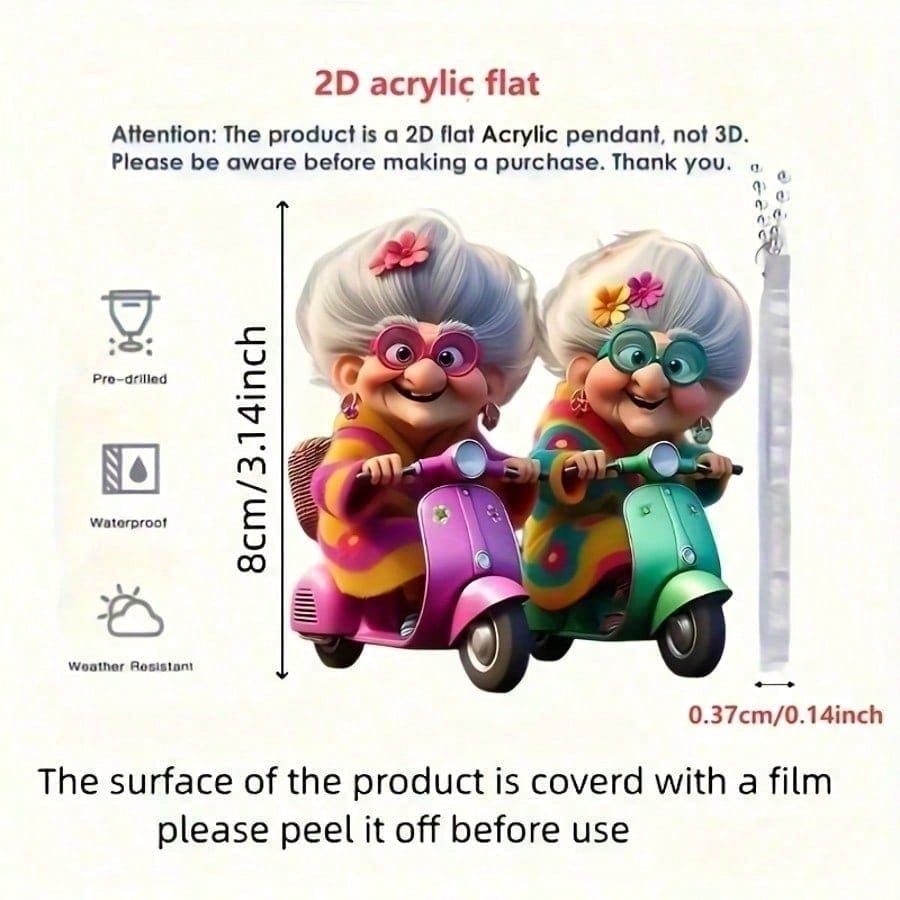

Ride Together Acrylic Charm – Fun gift for friends, perfect for car or home decor. Street Fashion / Chinese Design.