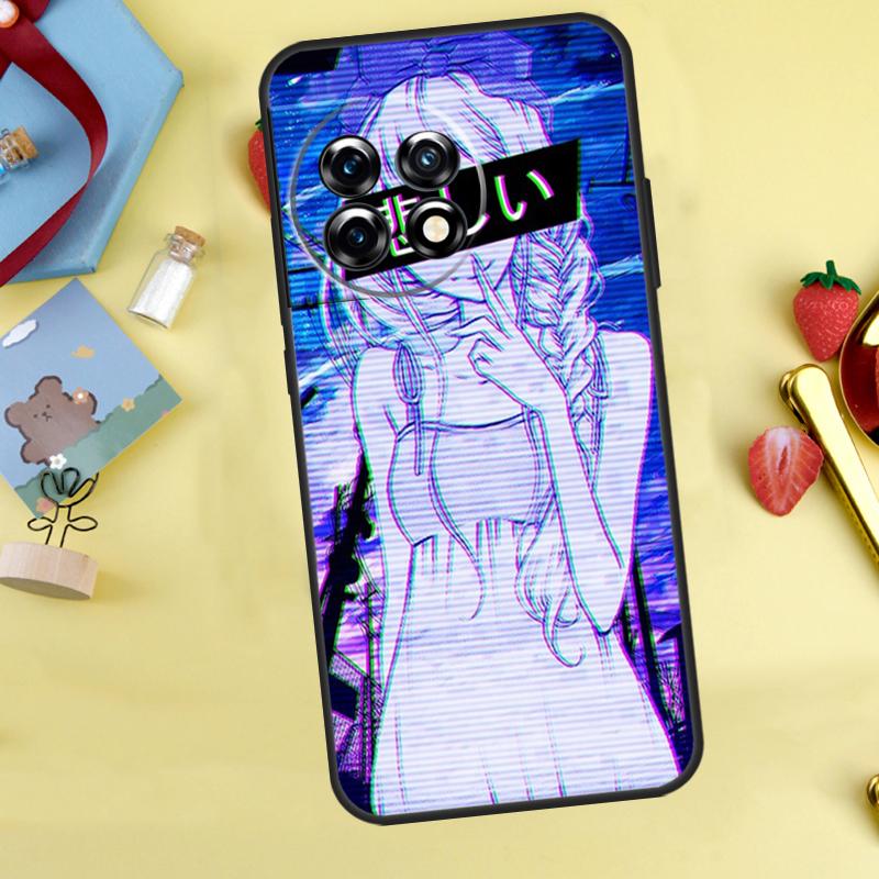Sad Japanese Anime Aesthetic Case For OnePlus 13T 13R 12 12R 15 13 11 10 10T 8T Nord CE 2 3 4 Lite N20 N30 Nord 5 Cover