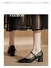 Silver Mary Jane High Heels: Women's Square Toe Retro Chunky Heel One-Strap Shoes for Spring and Autumn.