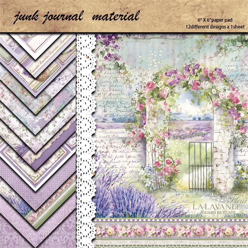 Retro Provence Background Paper & European-American Journal Collage Stickers - 12 Sheets