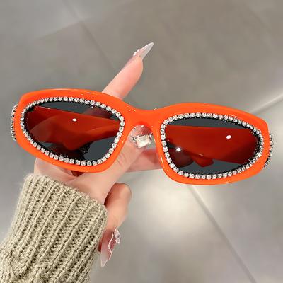 Lunettes tendance incrustées de diamants, lunettes décoratives tendance et de style individuel, lunettes de cyclisme d'extérieur, lunettes de soleil