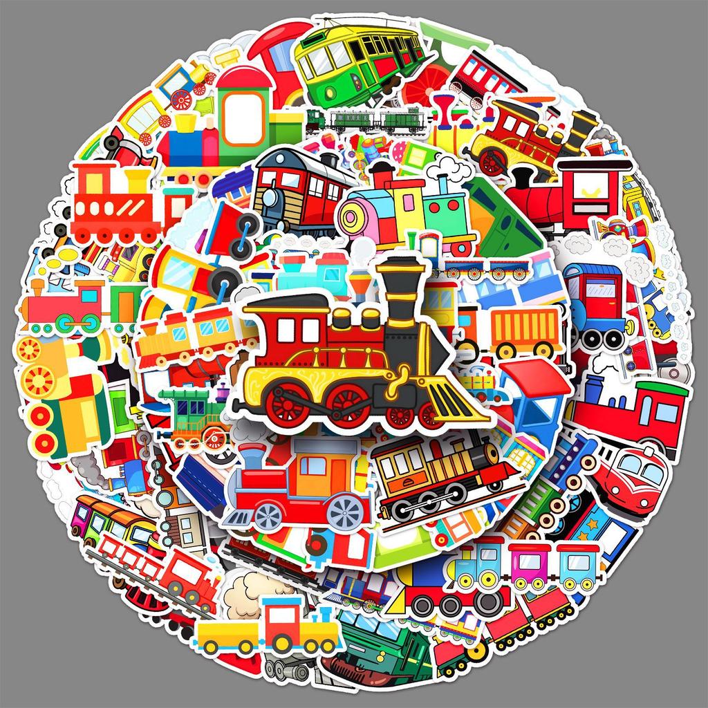 100 Small Train Graffiti Stickers Cartoon Creative Decorative Water Cup Mobile Phone Case Toy Stickers