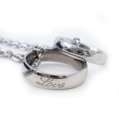Mare Halskette Paar Paar Beliebte Marke Paar Halskette Männer Frauen Anhänger Ring Ring Liebhaber Geschenk Passendes 2er Set mit Geschenkbox (Silber)