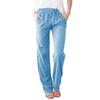 Women's Solid Color Cotton and Linen Spring and Summer  Drawstring Loose Casual Wide-leg Trousers