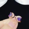 Simulated Amethyst Open Ring In Rose Gold for Women - Trendy and Elegant Design by Internet Celebrities