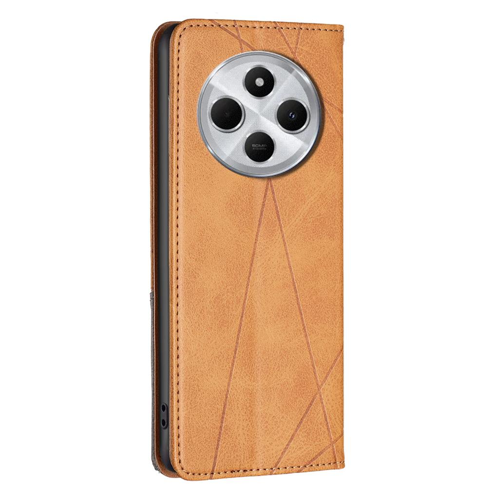 For Xiaomi Poco C75 4G/Redmi 14R 5G/14C 4G Case Card Slots Geometry Imprint Leather Phone Cover