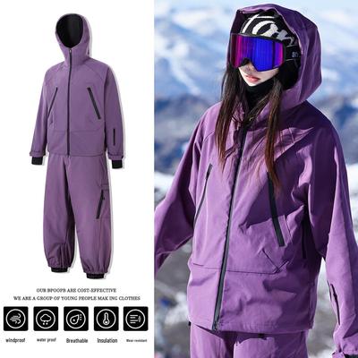 Unisex Two-Piece Ski Suit Set: Windproof, Waterproof & Wear-Resistant Snow Pants for Outdoor Sports.