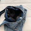 Washed Denim Slouchy Hobo Bag with Multiple Front Pockets Casual Large Capacity Shoulder Purse for Women Daily Travel
