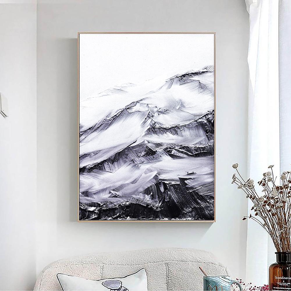 Black and White Texture Abstract Oil Painting Minimalist Wall Art Picture Print Canvas Poster for Living Room Home Decor Cuadros
