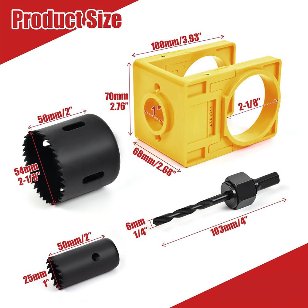 Door Lock Installation Kit Adjustable Plastic Guide Template Easy 4-Step Setup For Wooden Doors Installing Knob