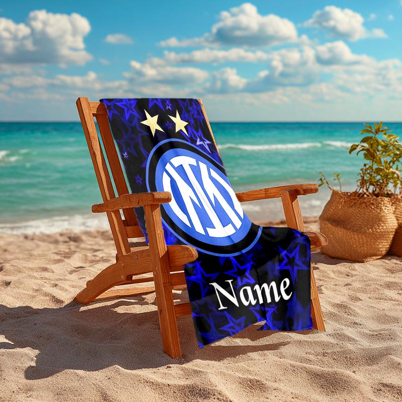 Personalized Customized Proof Beach Towel with Inter Milan Pattern - Soft, Absorbent,quick-drying,perfect Swimming,camping&bathing