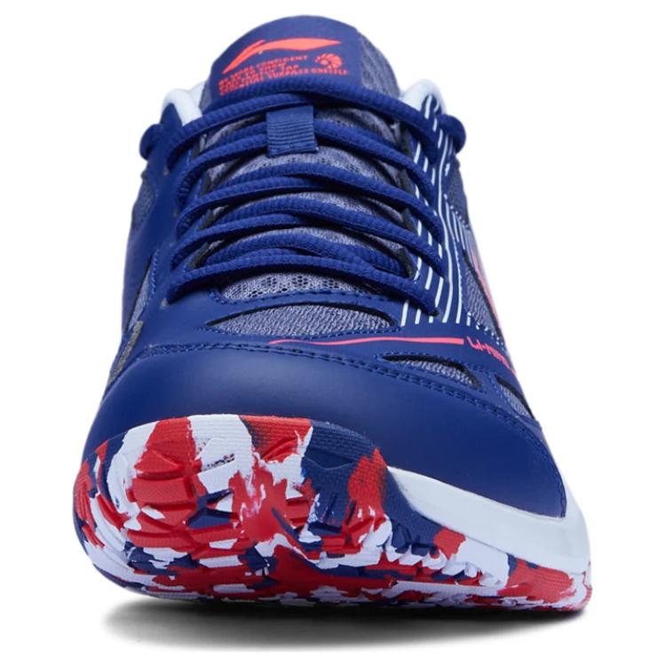 New LiNing Anti Slip And Wear Resistant Breathable Low Top Badminton Shoes Unisex Blue Red AYTU025-4