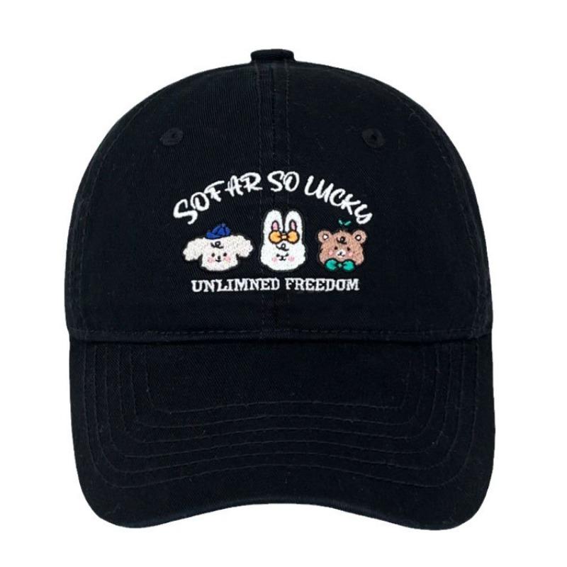 

Сладкая милая кепка с вышивкой в виде маленьких животных, весенне-летняя, повседневная, универсальная, студенческая, парная бейсболка чёрный