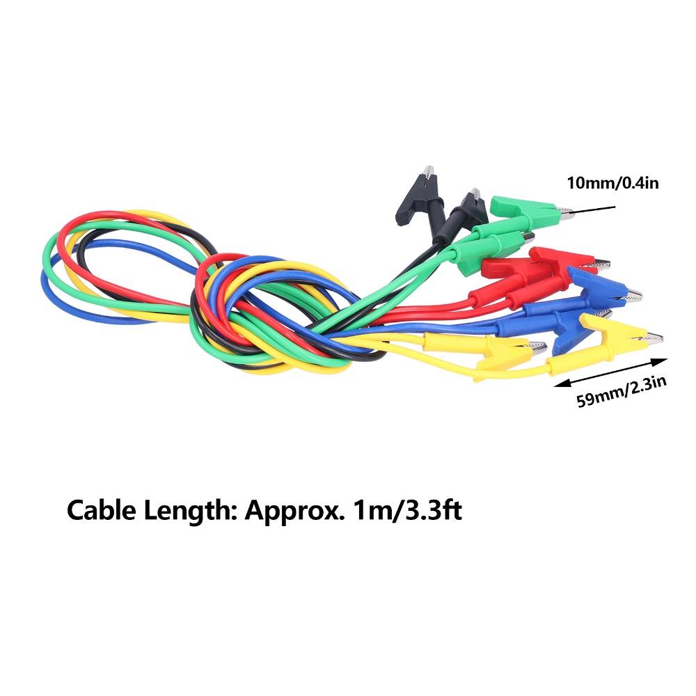 5PCS 1m Test Cable 5 Colors Jumper Wires Durable Alligator Clips  Electrical Testing