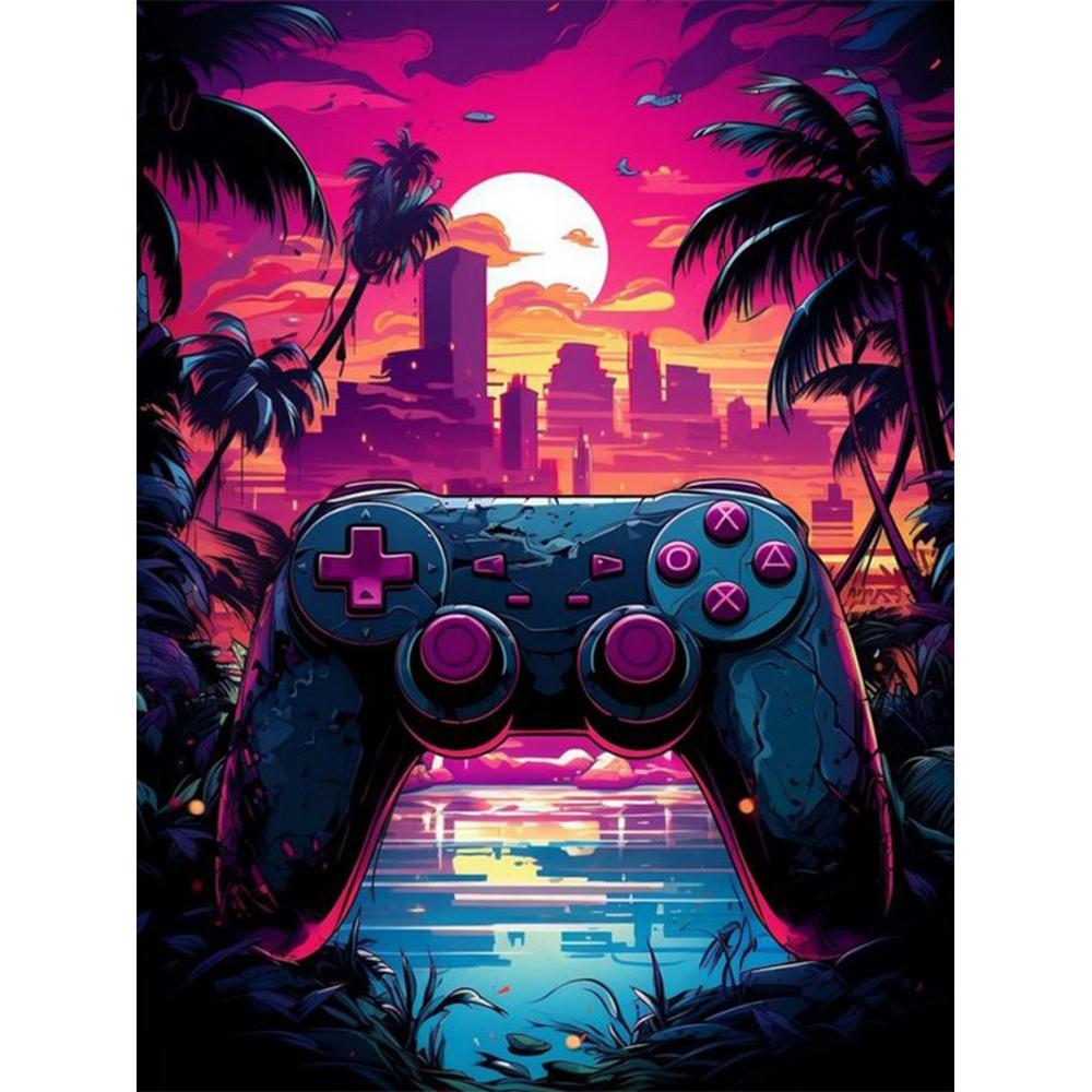 Colorful Neon Light 5D DIY Diamond Painting Kit Game Machine Sticking Diamond Embroidery Handmade Mosaic Home Decoration