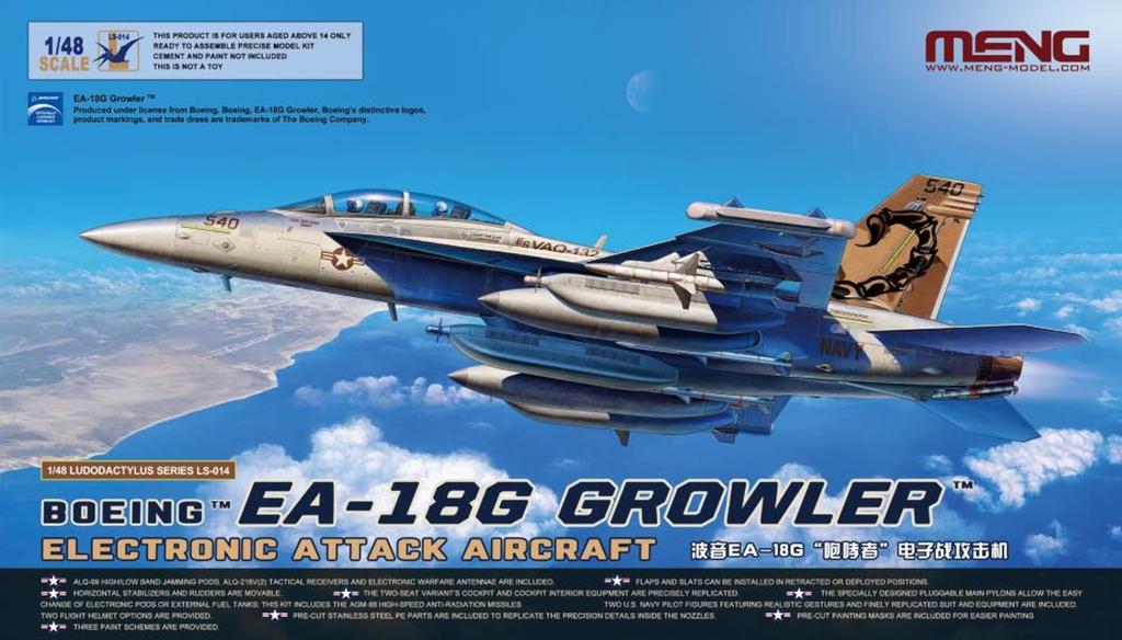 Meng Model 1/48 Scale US Navy Boeing EA-18G Growler Electronic Warfare Aircraft Plastic Model MLS014 Molded In Color