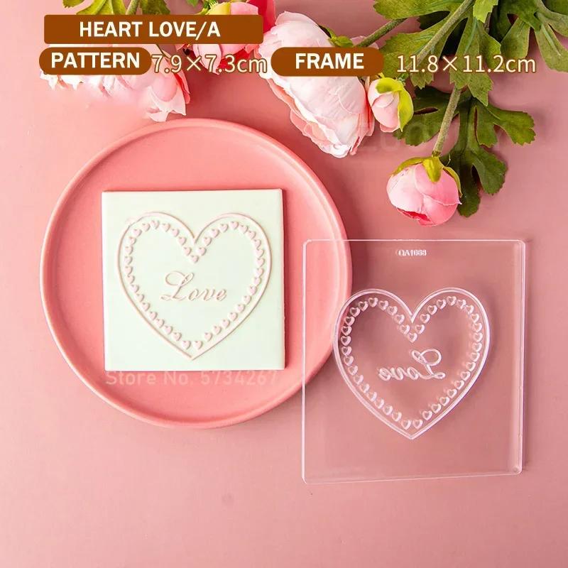 2023 Valentine's Day Heart Fondant Printing Stamp Cartoon Lips Love Letter XOXO Cookie Cutter Embosser Cake Mold DIY Baking Mold