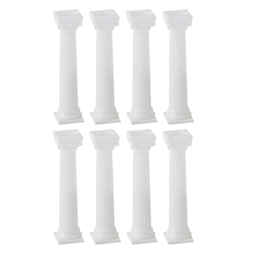 8PCS Roman Pillars Vintage Plastic Column for Multi Layer Cake Support Miniature Landscape Decoration